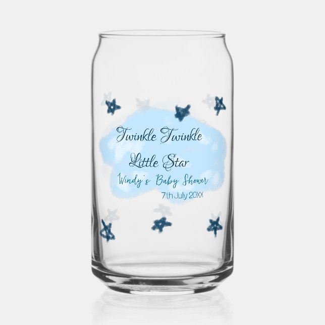 Blaue Wolken blinkeln Twinkle Little Star Baby Sho Dosenglas (Vorderseite)
