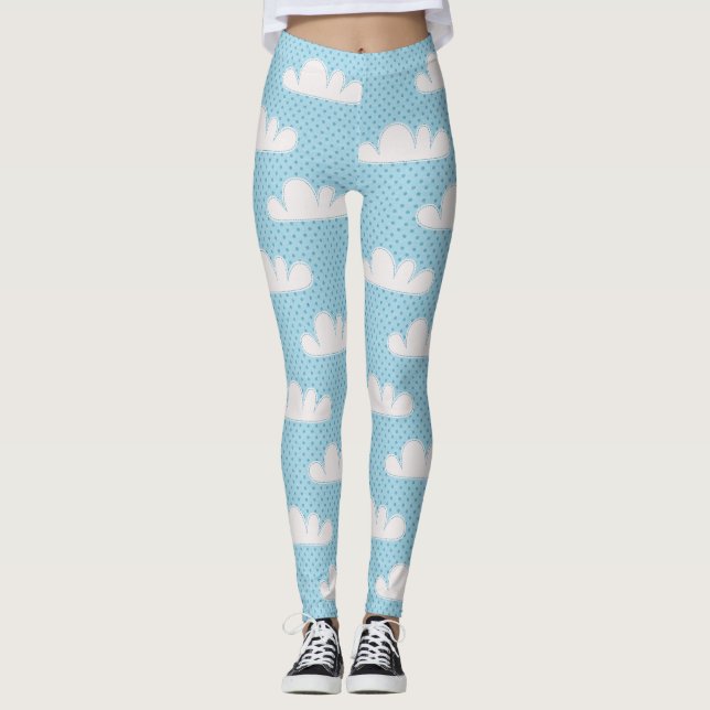 Blaue Wolken Leggings (Vorderseite)