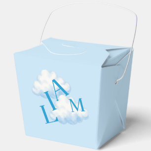 Blaue Wolken & Name Junge Baby Shower Geschenkbox Geschenkschachtel