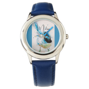 Blaue Wren-Aquarellmalerei Australische Vögel Armbanduhr