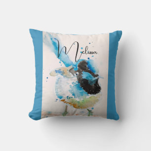 Blaue Wren-Aquarellmalerei Australische Vögel Kissen