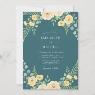 Blaue Würdige Naturhochzeit in Teal Einladung