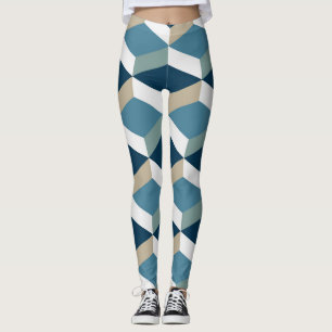 Blaue Würfel: Geometrisches nahtloses Muster Leggings