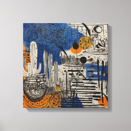 Blaue Wüstenkaktus Aquarellmalerei Leinwanddruck