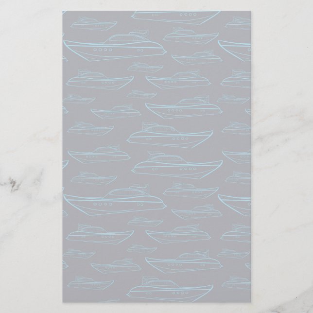 Blaue Yacht Muster Briefpapier (Vorderseite)