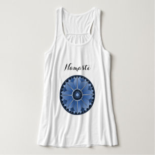 Blaue Yoga Namaste-Typografie Mandala Lotus indivi Tank Top