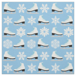 Blaue Zahl Skate und Schneeflocke-Weihnachten Stoff