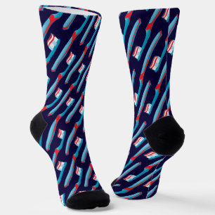 Blaue Zahnbürste Streifen Zahnarzt Zahnarzt Socken