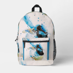 Blaue Zaunkönig-Aquarellmalerei Australische Vögel Bedruckter Rucksack