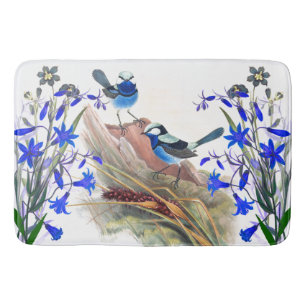 Blaue Zaunkönig-Vogel-Tier-Tier-BlumenBlumen Badematte