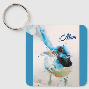 Blaue Zaunkönig-Wasserfarbe Babyblau Australisch Schlüsselanhänger