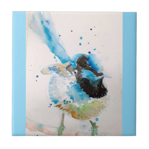 Blaue Zaunkönig-Zaunkönige Aquarell Babyblau Austr Fliese