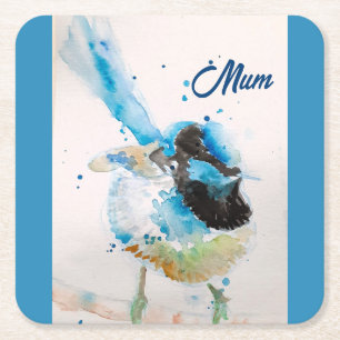 Blaue Zaunkönig-Zaunkönige Aquarell Babyblau Austr Rechteckiger Pappuntersetzer