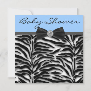 Blaue Zebra Baby Boy Shower Einladung