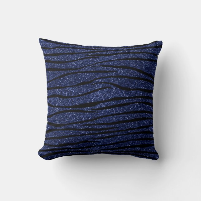 Blaue Zebrastreifen aus Glitzer Kissen (Vorderseite)