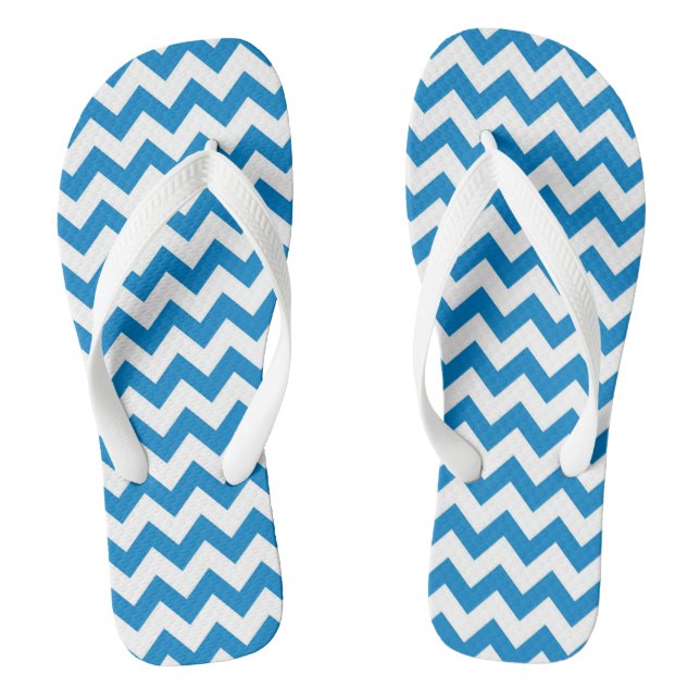 Blaue Zickzack Gemusterte Flip Flops (Fußbett)