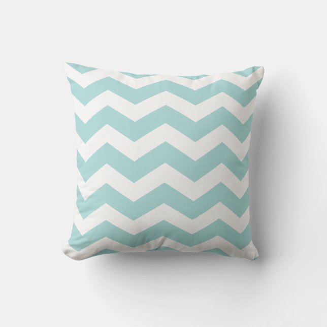 Blaue Zickzack Muster-Throw-Pilze Kissen (Vorderseite)