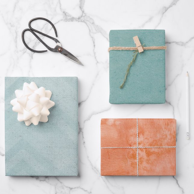 Blaue Zickzack Streifen Geschenkpapier Set (Vorderseite)