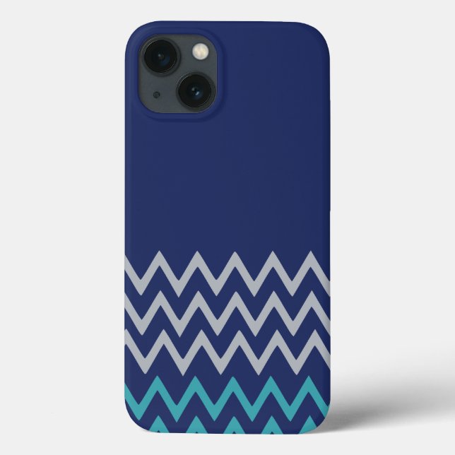 Blaue Zickzack Zickzack-Streifen zag-Preppy Case-Mate iPhone Hülle (Rückseite)