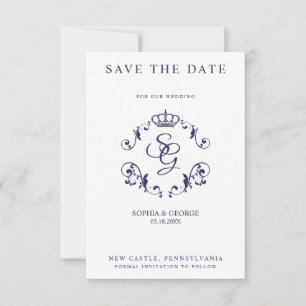 Blaue Ziergrenze mit Kronen & Initialen