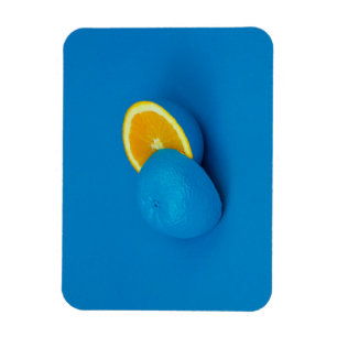 Blaue Zitrone in zwei Hälften geschnitten Magnet