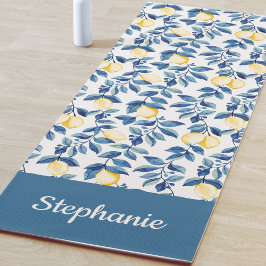 Blaue Zitronen-Aquarell-Eigenname Yogamatte