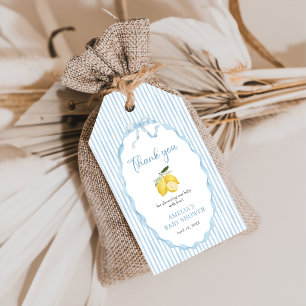 Blaue Zitronen-Babyparty Geschenkanhänger