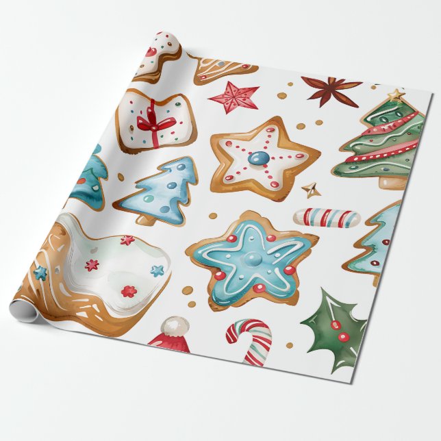 Blaue Zuckerguss-Weihnachtskekse Geschenkpapier (Ungerollt)