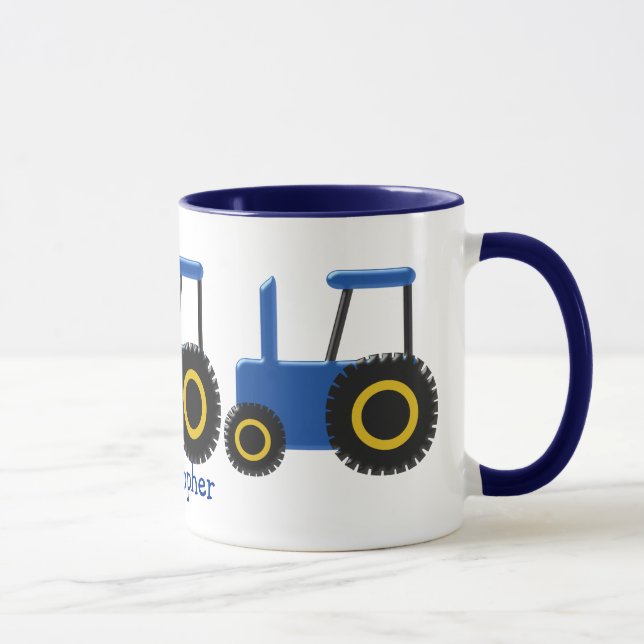 Blaue Zugmaschine Personalisiert Tasse (Rechts)