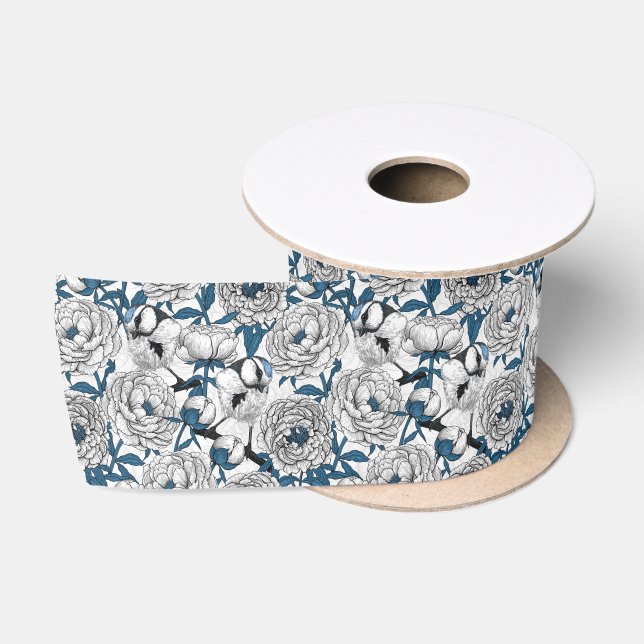 Blaue Zunge-Vögel und Satin-Band Satinband (Spule)