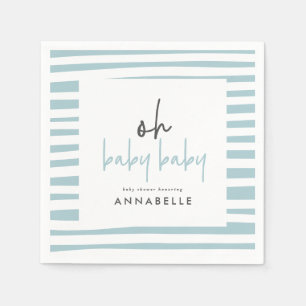 Blaue Zweibaby-Duschtypografie - Modernes Party Serviette