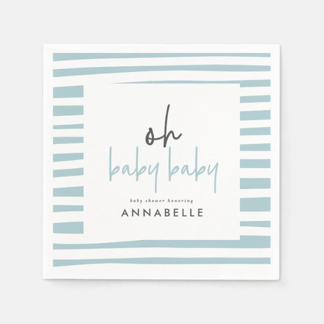 Blaue Zweibaby-Duschtypografie - Modernes Party Serviette (Vorderseite)