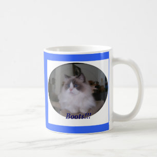 Blaue zweifarbige Ragdoll Katze, Stiefel!!! Kaffeetasse