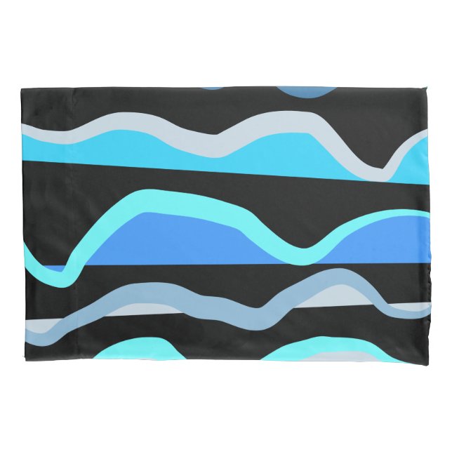 Blaue Zyansenwellen Seehaus Kissenbezug (Vorderseite)