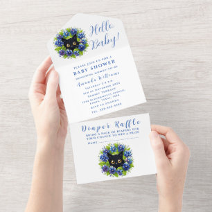 Blauebonnets Katze Texas Baby Shower Geschlechtsne All In One Einladung