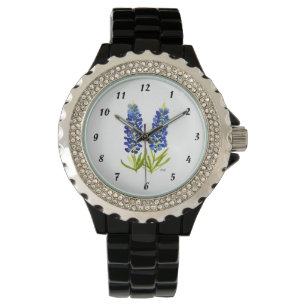 Blauebonnets Texas State Blumen Lupine Aquarell Armbanduhr