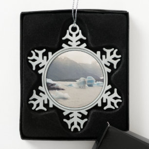 Blaueis Schneeflocken Zinn-Ornament