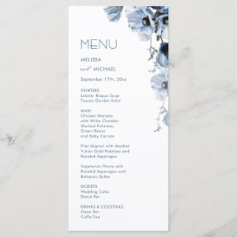 Blauen Durchsichtigen Blumen Hochzeit Menükarte