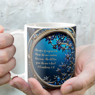 Blauen mit Gold anpassbarer Bibelversion Kaffeetasse