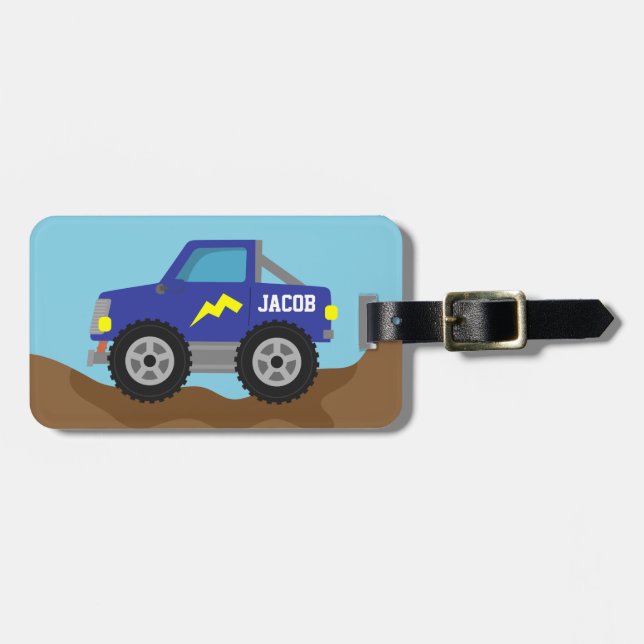 Blauen Monster-LKW, für Jungen laufen Gepäckanhänger (Vorderseite horizontal)