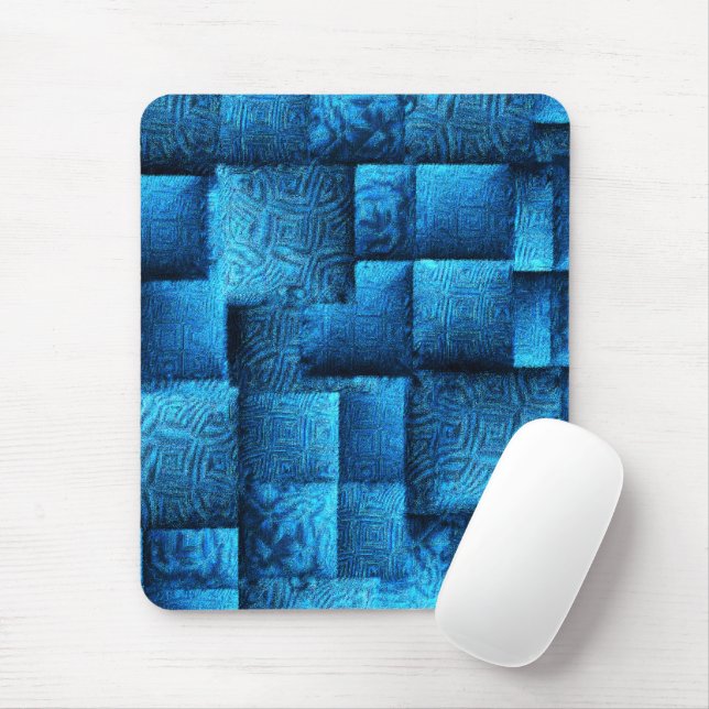 Blauen Quadrate mit abstraktem Stammesdesign Mousepad (Mit Mouse)