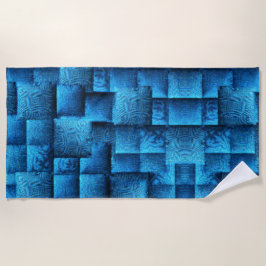 Blauen Quadrate mit abstraktem Stammesdesign Strandtuch