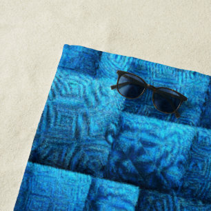 Blauen Quadrate mit abstraktem Stammesdesign Strandtuch