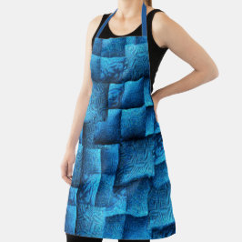 Blauen Quadrate mit abstrakten Stammeszeichnungen Schürze