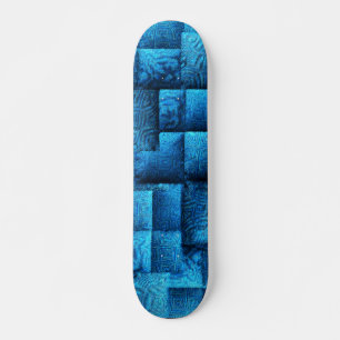 Blauen Quadrate mit abstrakten Stammeszeichnungen Skateboard