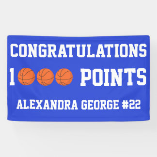 Blauer 1000 Basketball Karrierepunkte Scorer Spiel Banner