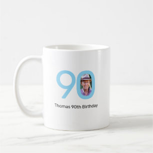 Blauer 90. Geburtstag Benutzerdefiniertes Foto Kaffeetasse