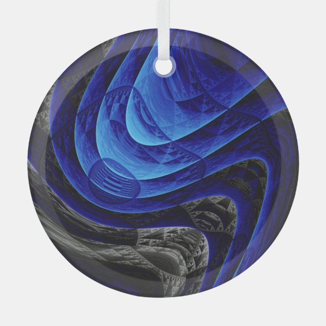 Blauer abstrakter, digitaler Kunsthintergrund. Ornament Aus Glas (Vorderseite)