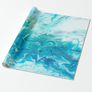 Blauer abstrakter handgemalter Hintergrund, ma Geschenkpapier