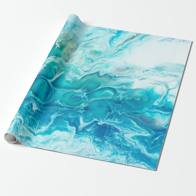 Blauer abstrakter handgemalter Hintergrund, ma Geschenkpapier (Ungerollt)